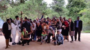 The Grade 7s celebrating with their teachers, Teacher Simoline and Mr Motsi, and Mrs Morais!