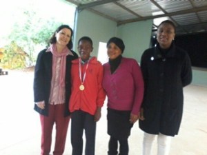 During Assembly at our School presenting the medal to Mphumelelo
